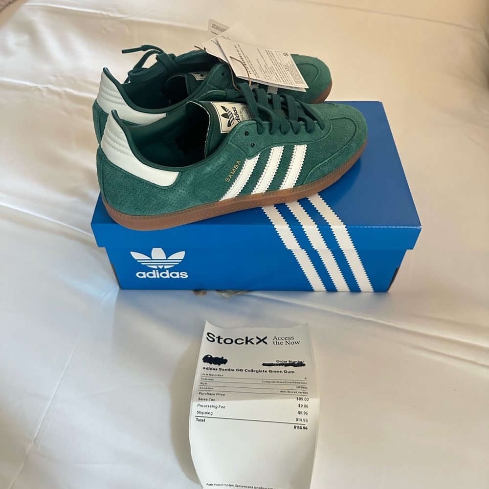Brand new Green adidas sambas